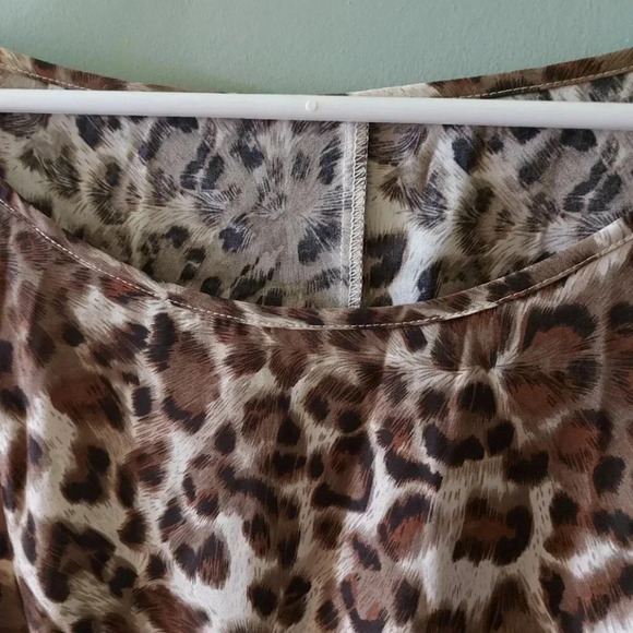 Plushe | Leopard Print Flounced  Sleeve Maxi Dress - Plus Size - Picture 4 of 14